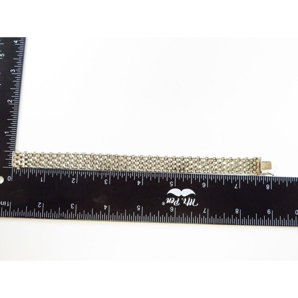 Unisex Sterling Silver 7 Row Panther Link Bracelet - 7.5" - Picture 12 of 12